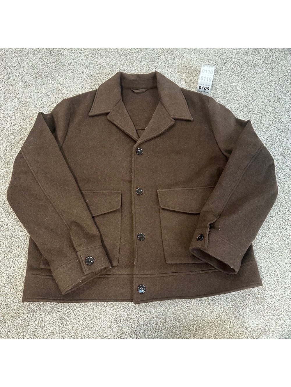 H&M Brown Wool Blend Jacket with Button Closure
